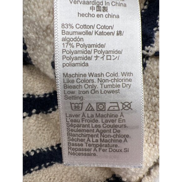 J. Crew Women's Striped Turtleneck Sweater Medium Navy & Cream Soft Cotton Blend - Picture 3 of 5